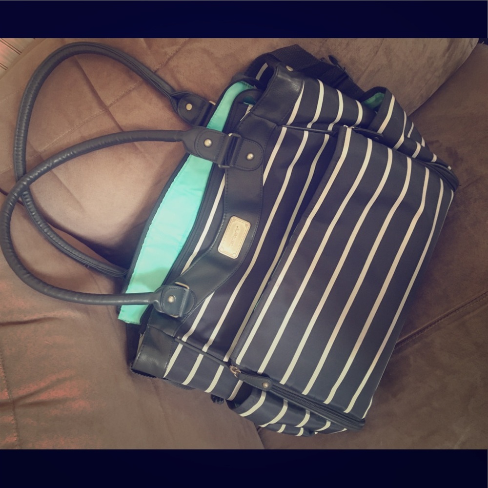 Large Carters gray and turquoise diaper bag